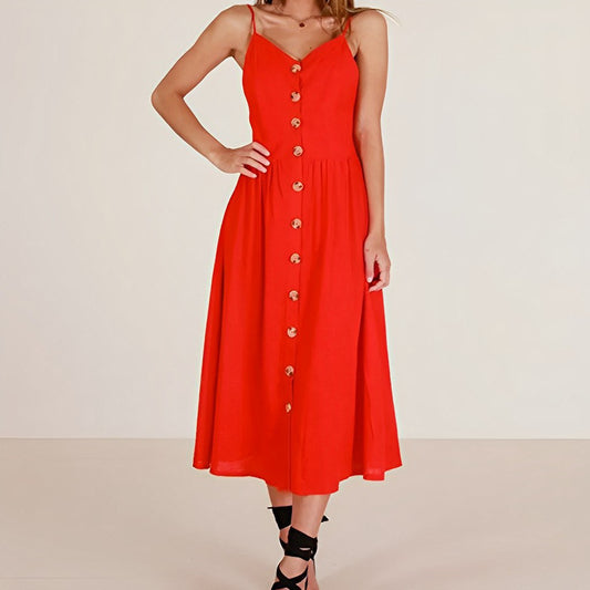 Chic Ladies Floral Midi Summer Dress - BritishElegance