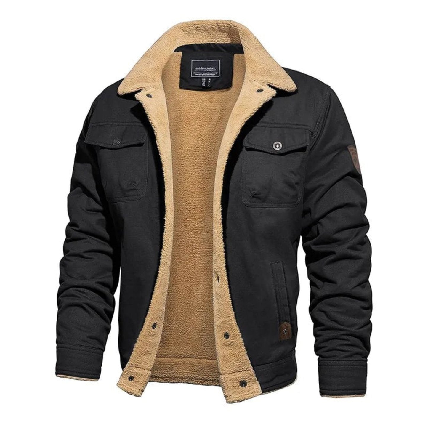 Warm Mens Fleece Lined Coat with Pockets