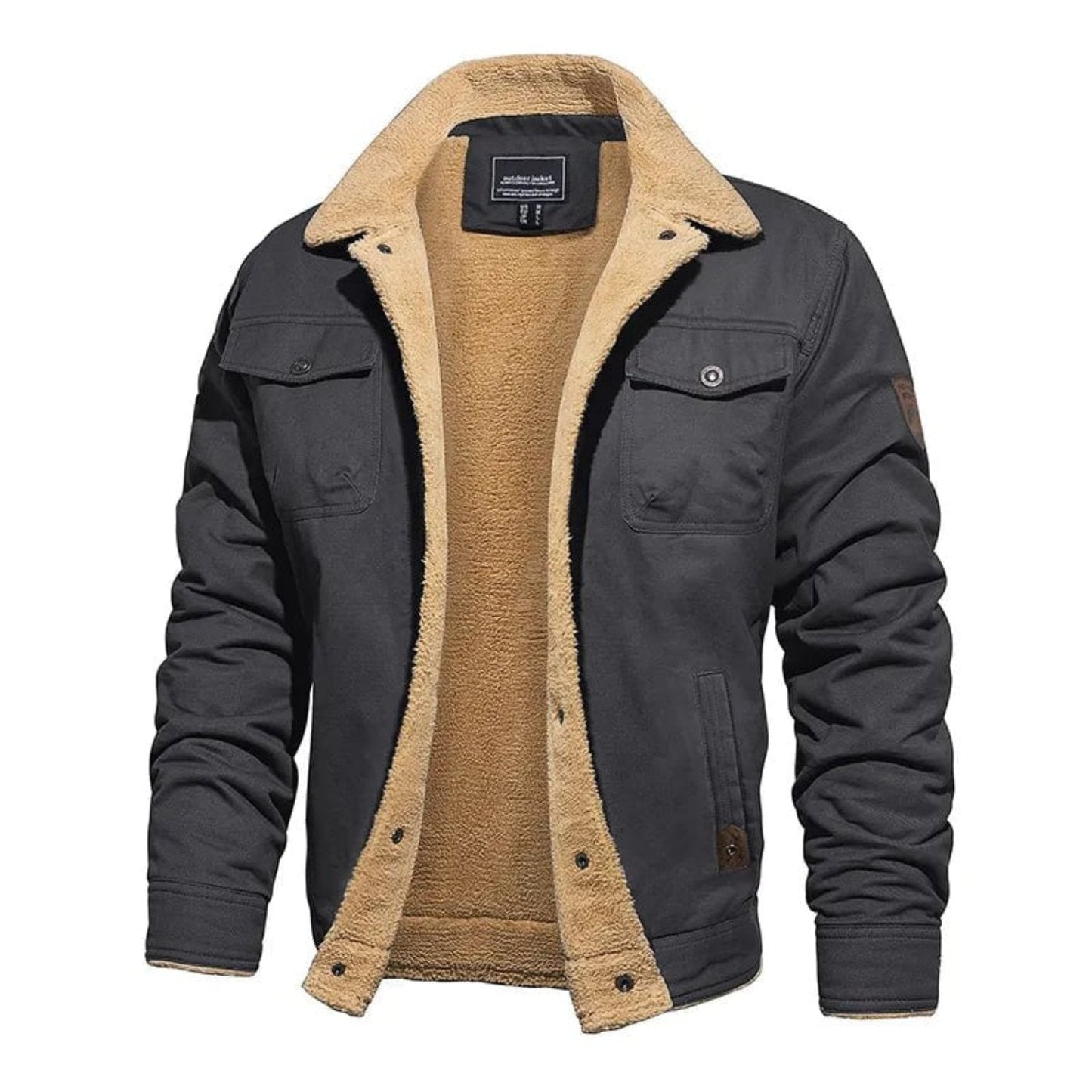 Warm Mens Fleece Lined Coat with Pockets