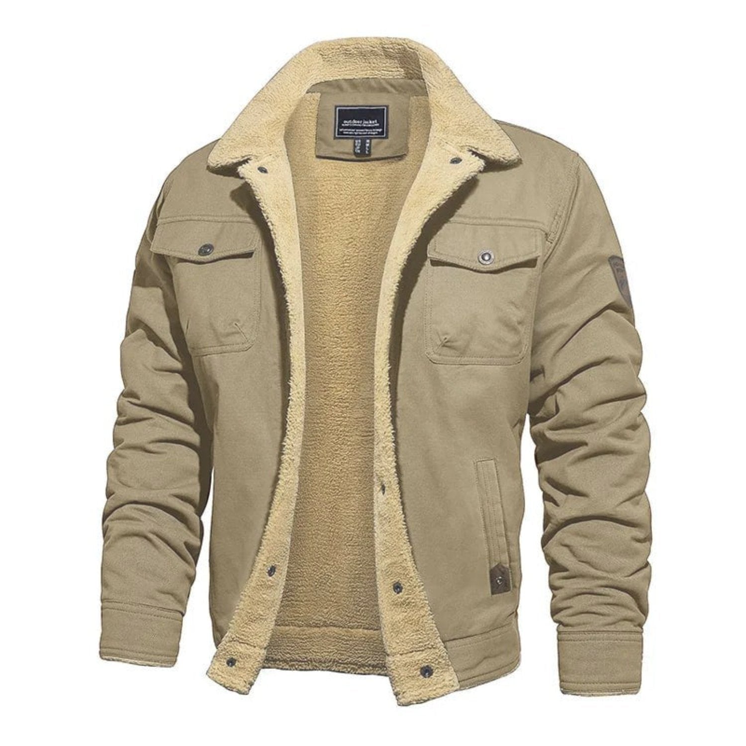 Warm Mens Fleece Lined Coat with Pockets - VogeLuxe