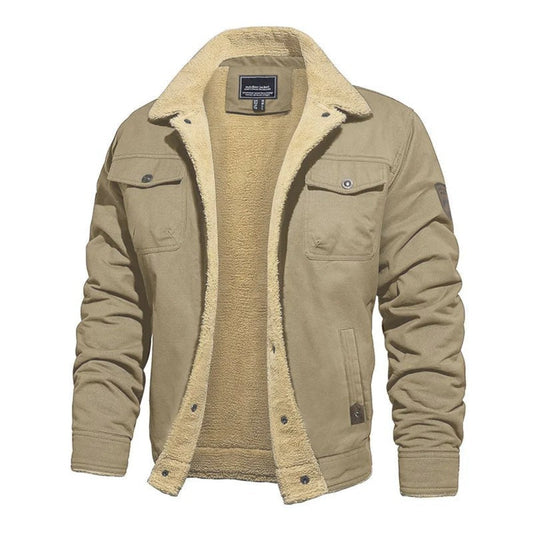 Warm Mens Fleece Lined Coat with Pockets - VogeLuxe