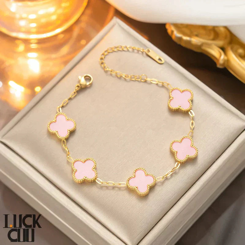 Delicate Flower Charm Gold Plated Ladies Bracelet