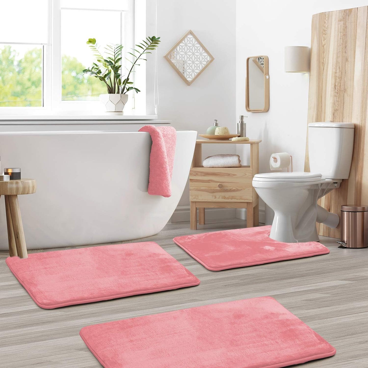 Plush Memory Foam Bathroom Mat Set 3-Piece Grip