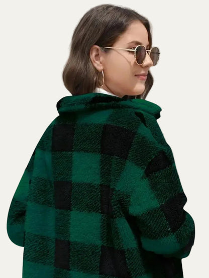 VogeLuxe | Women’s Teddy Check Fuzzy Shacket