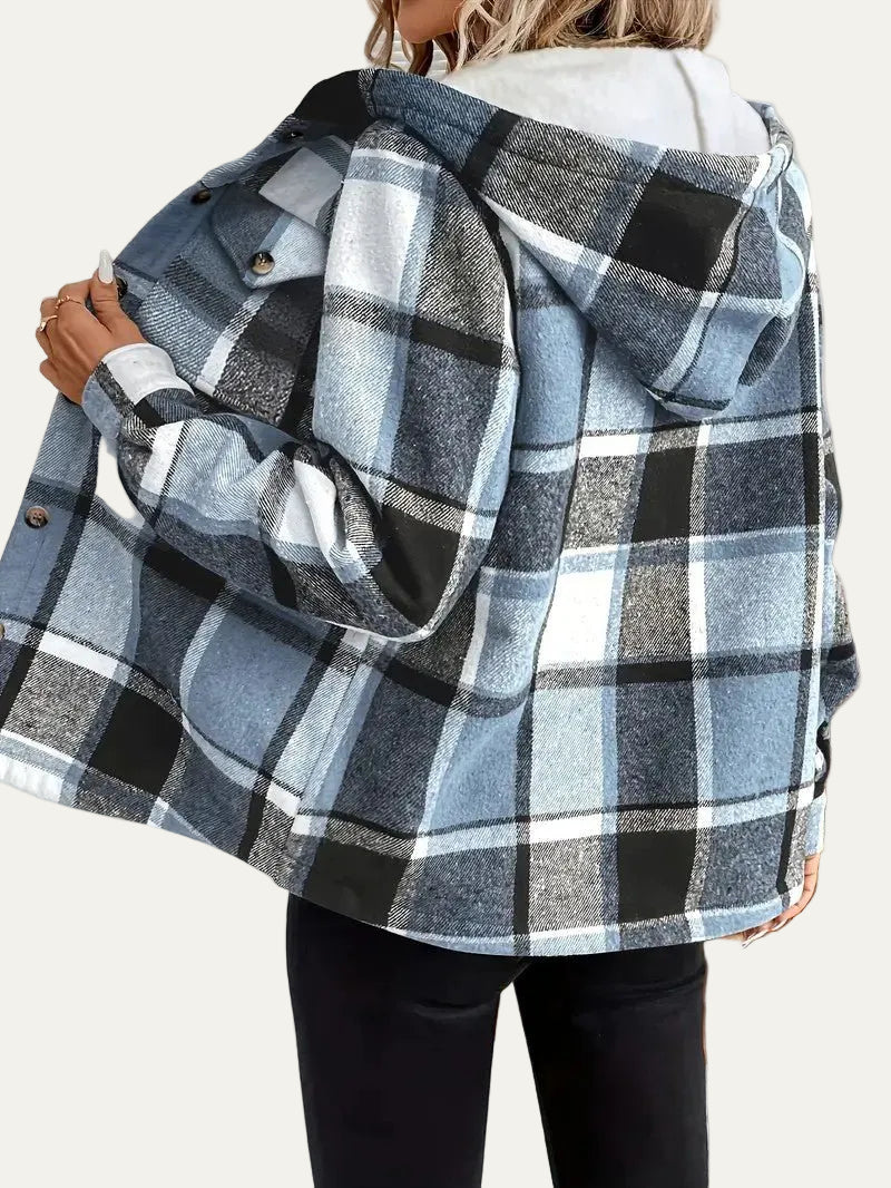VogeLuxe | Women’s Hooded Sherpa Lined Flannel Shacket