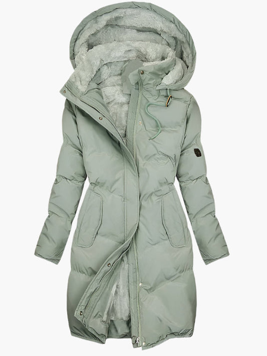 Warm Women's Down Parka Coat - Faux Fur Hooded Jacket - VogeLuxe