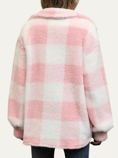 VogeLuxe | Women’s Plaid Sherpa Button Front Shacket