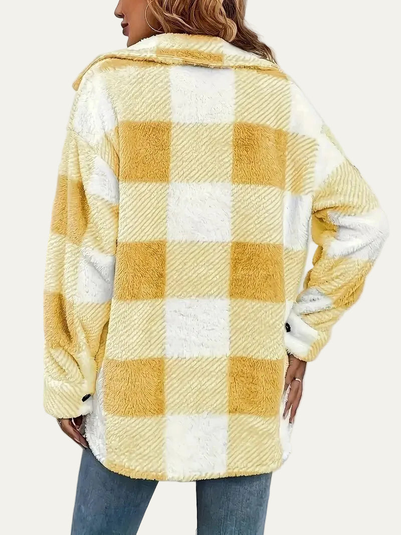 VogeLuxe | Women’s Plaid Sherpa Button Front Shacket