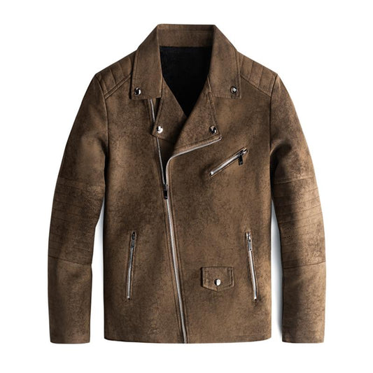 Classic Slim Fit Vegan Leather Biker Jacket - VogeLuxe