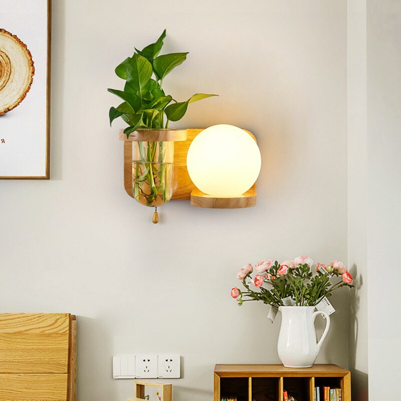 Modern Wooden Planter Wall Lamp - VogeLuxe
