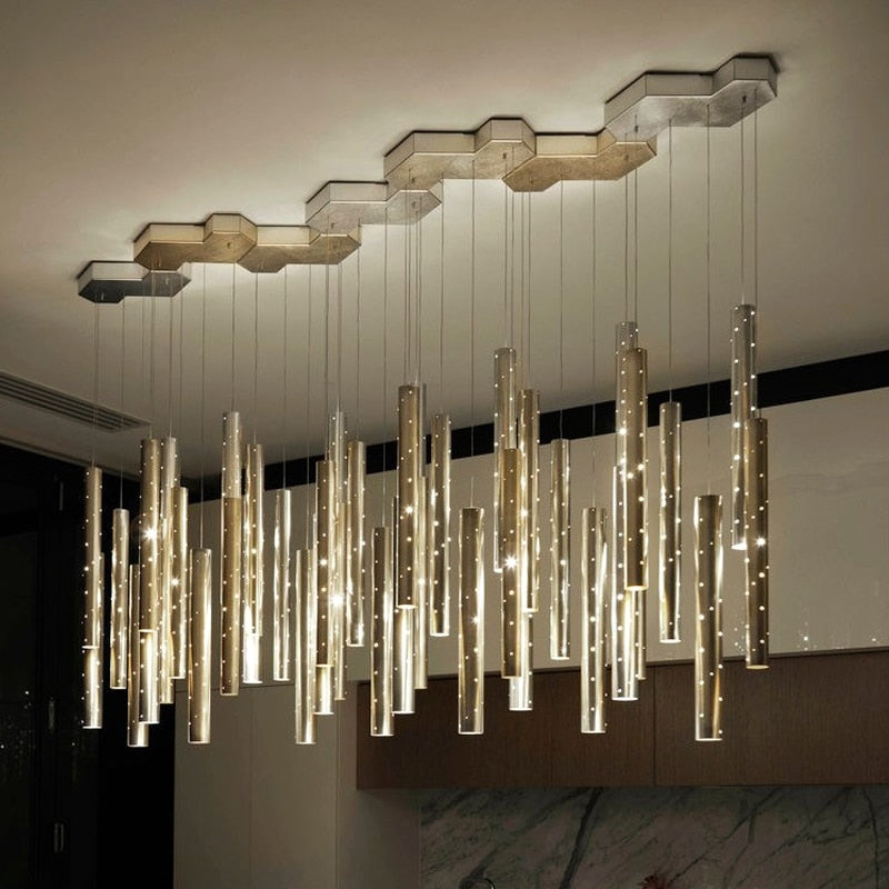 Elegant Long Crystal Pendant Chandelier - VogeLuxe