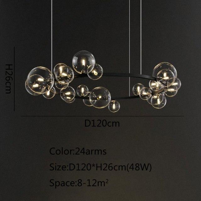 Elegant Black Glass Chandelier Light Fixture