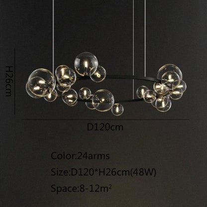 Elegant Black Glass Chandelier Light Fixture