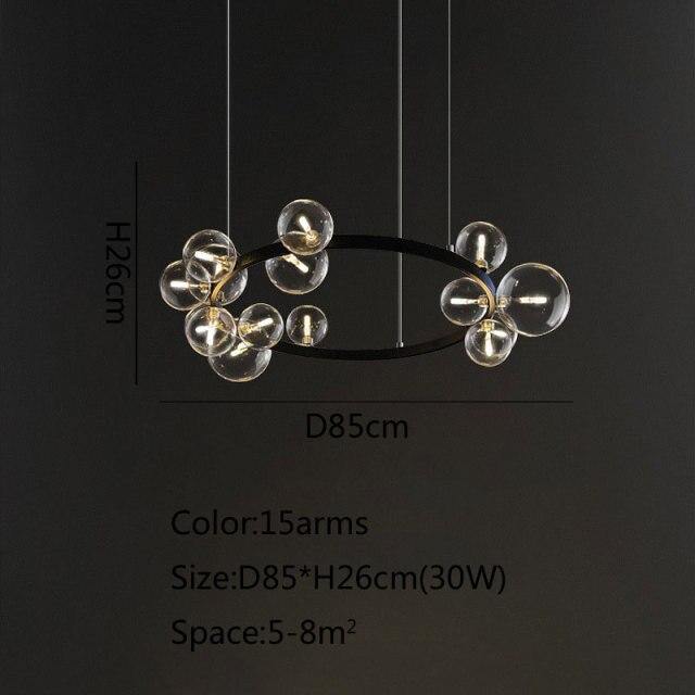 Elegant Black Glass Chandelier Light Fixture