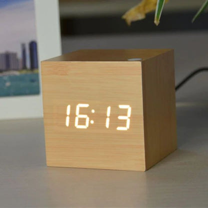 Simple Wooden LED Desk Clock