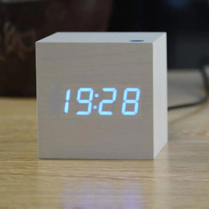 Simple Wooden LED Desk Clock