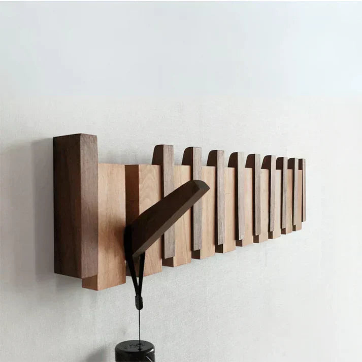 Rustic Wood Coat Rack Wall Mount For Hats And Bags - BritishElegance