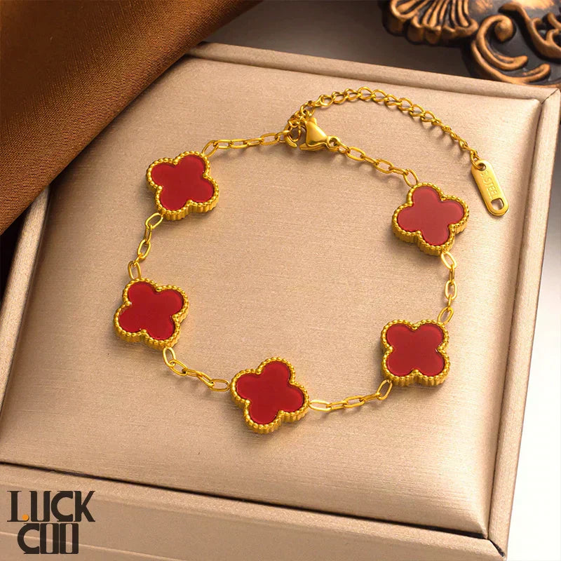 Delicate Flower Charm Gold Plated Ladies Bracelet