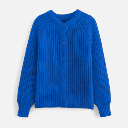 Cozy Womens Classic Crew Neck Knit Cardigan