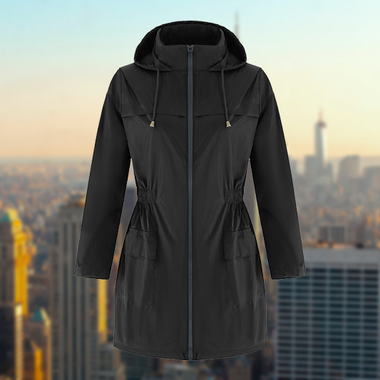 Waterproof Women's Raincoat with Adjustable Waist - VogeLuxe