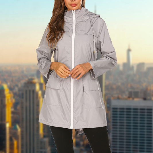 Waterproof Women's Raincoat with Adjustable Waist