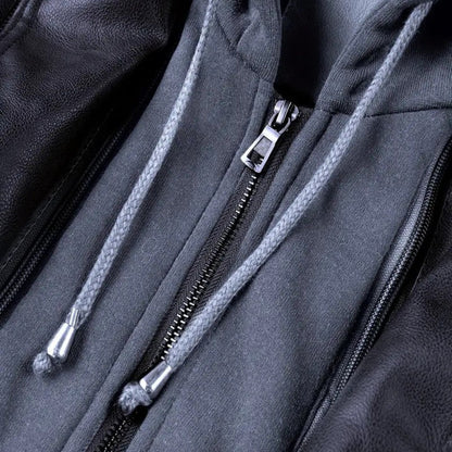 VogeLuxe | Men’s Retro Hooded Faux Leather Bomber Jacket