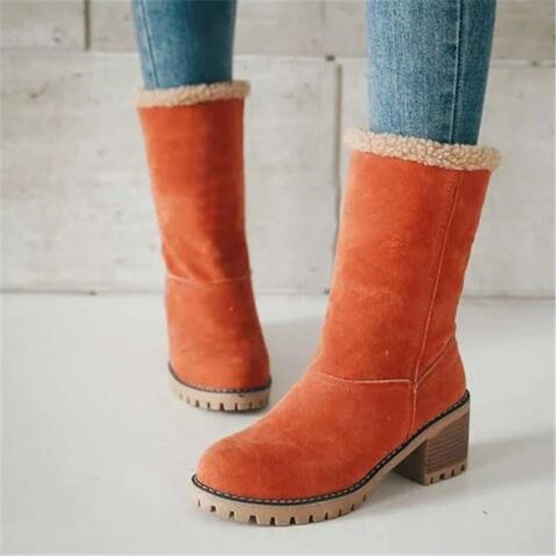 Comfy Low Heel Fur Lined Ankle Boots for Women - VogeLuxe