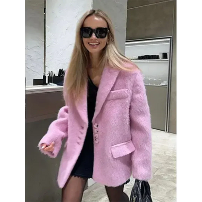 Luxe Faux Fur Coat for Women with Pockets - BritishElegance