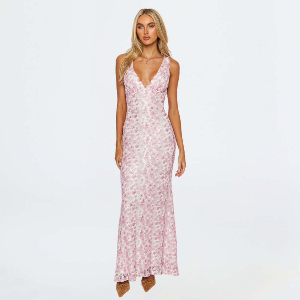 Beautiful Strapless Bridal Gown with Flower Pattern for Ladies - VogeLuxe