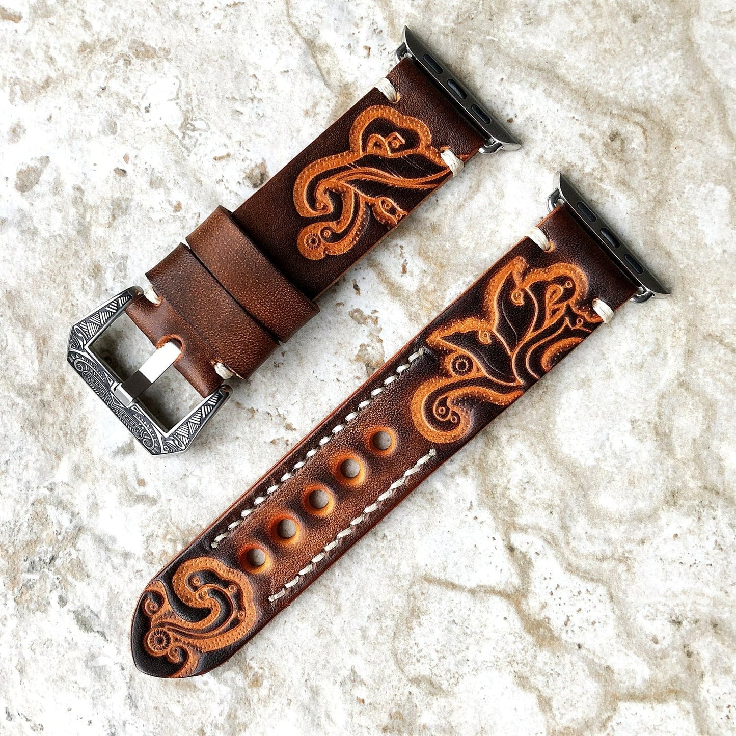 Personalized Engraved Leather Strap for Apple Watch
