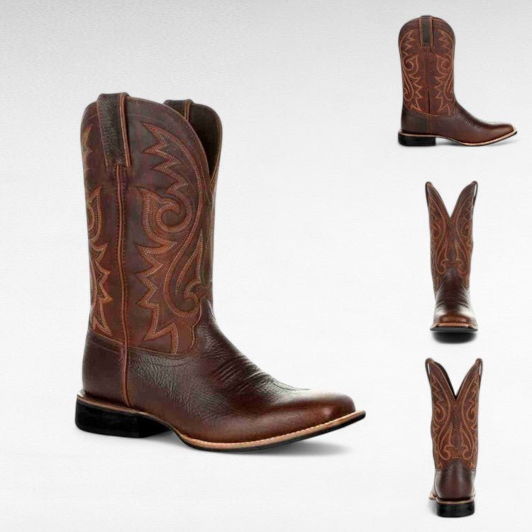 VogeLuxe | Men’s Square Toe Cowboy Boots with Stitched Shaft