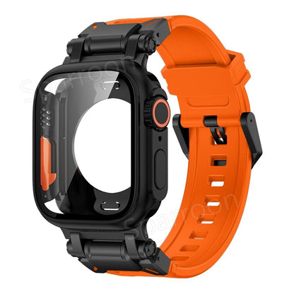 Durable Metal Case With Protective Rubber Band For Apple Watch