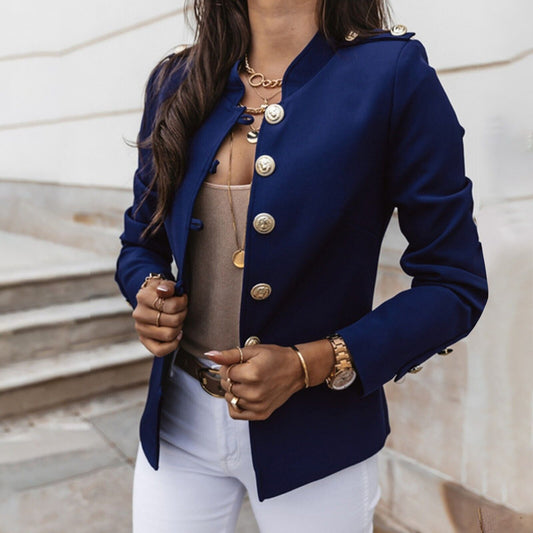 Classic Women's Military Button Jacket - VogeLuxe