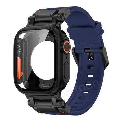 Durable Metal Case With Protective Rubber Band For Apple Watch