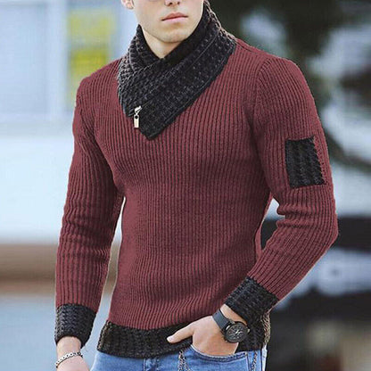 Warm Men's Cashmere Turtleneck Jumper with Scarf