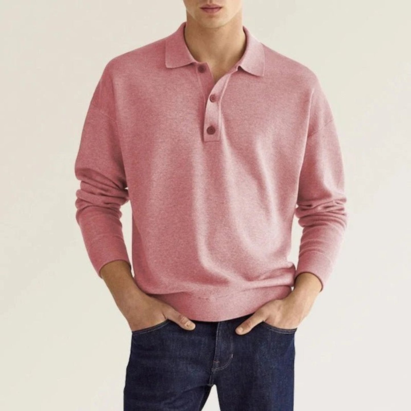 Cozy Long Sleeve Polo Shirt for Men