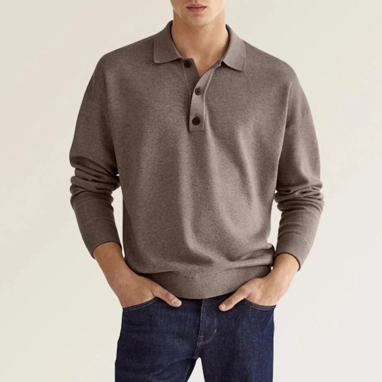Cozy Long Sleeve Polo Shirt for Men