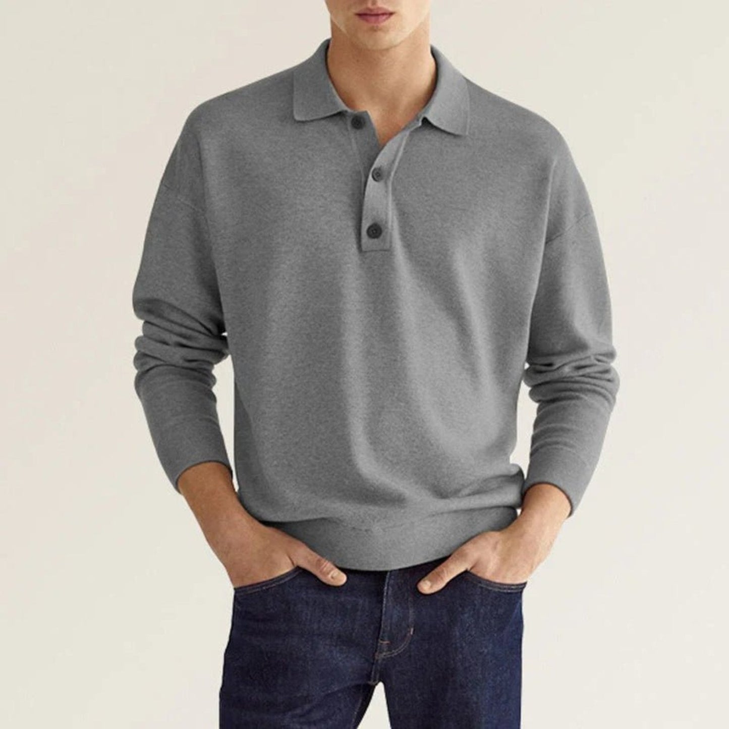 Cozy Long Sleeve Polo Shirt for Men