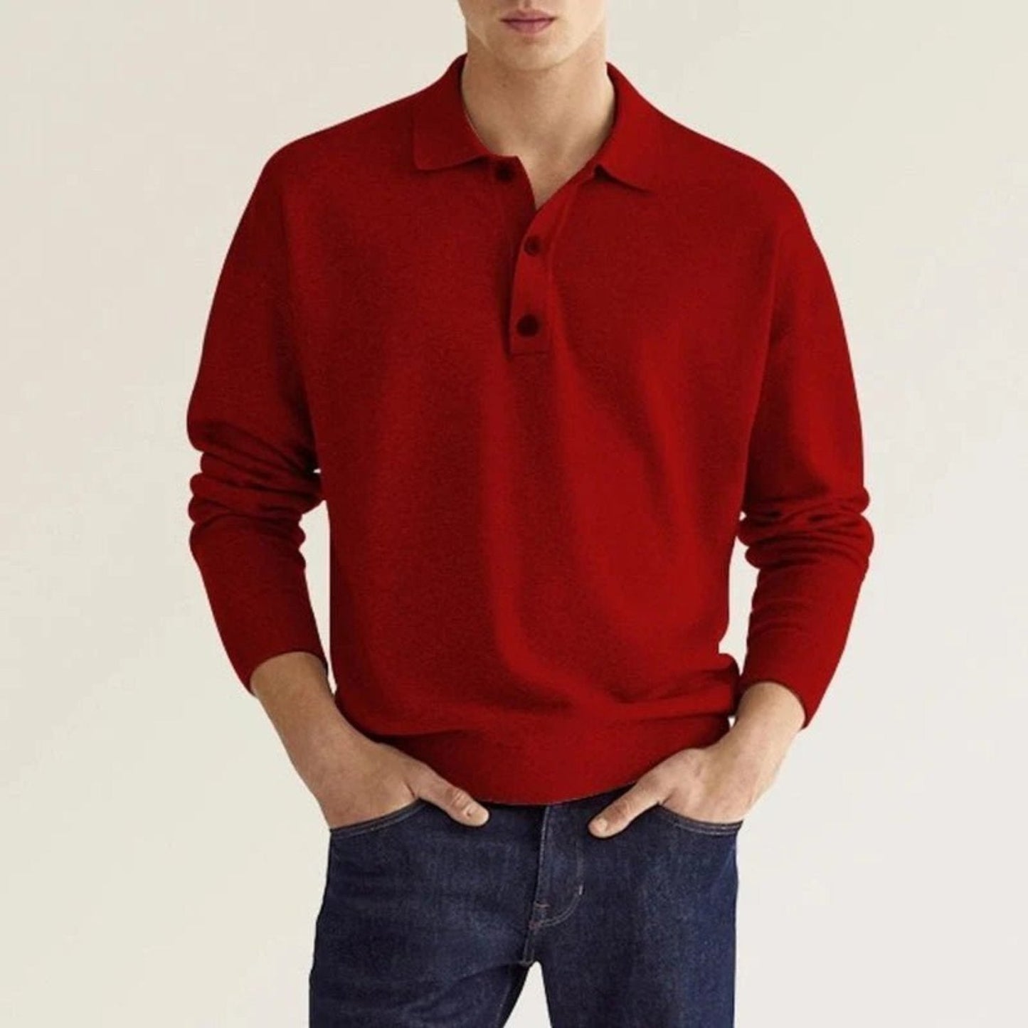 Cozy Long Sleeve Polo Shirt for Men