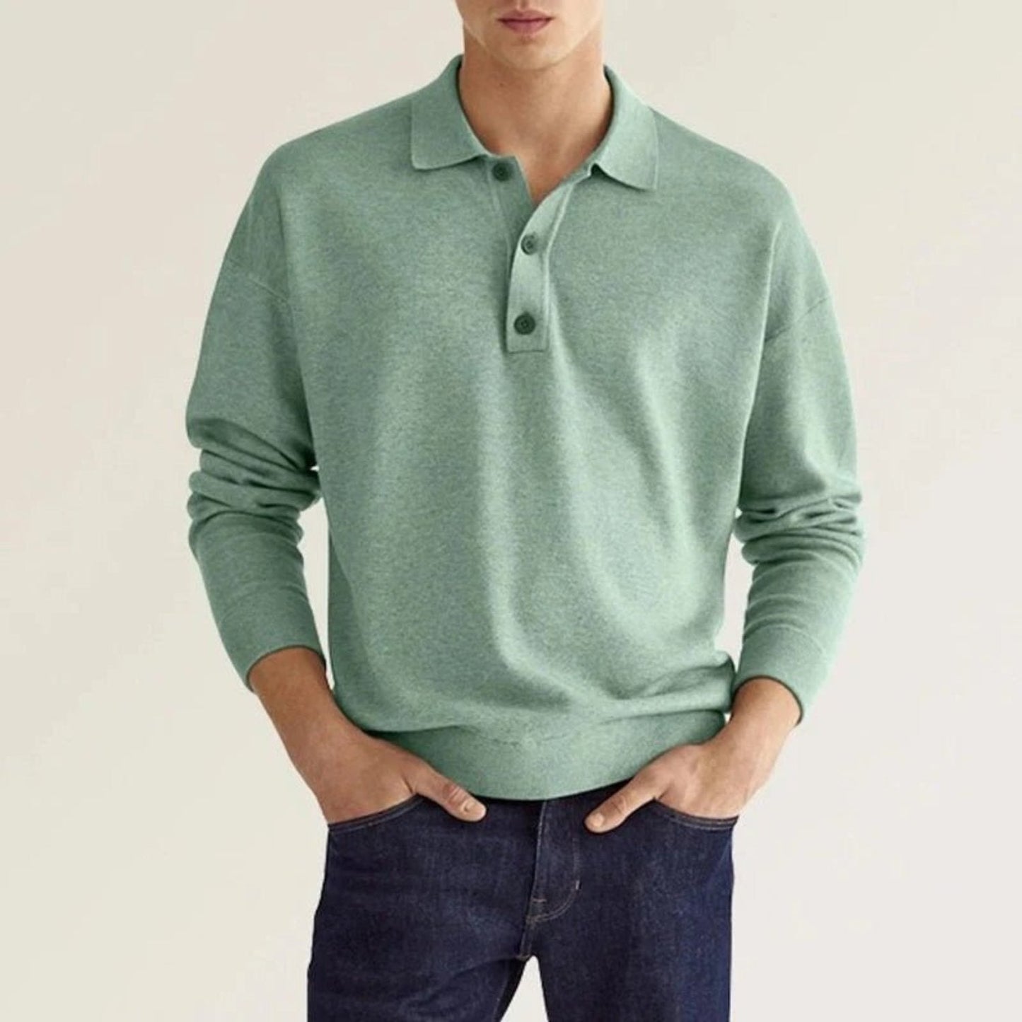 Cozy Long Sleeve Polo Shirt for Men