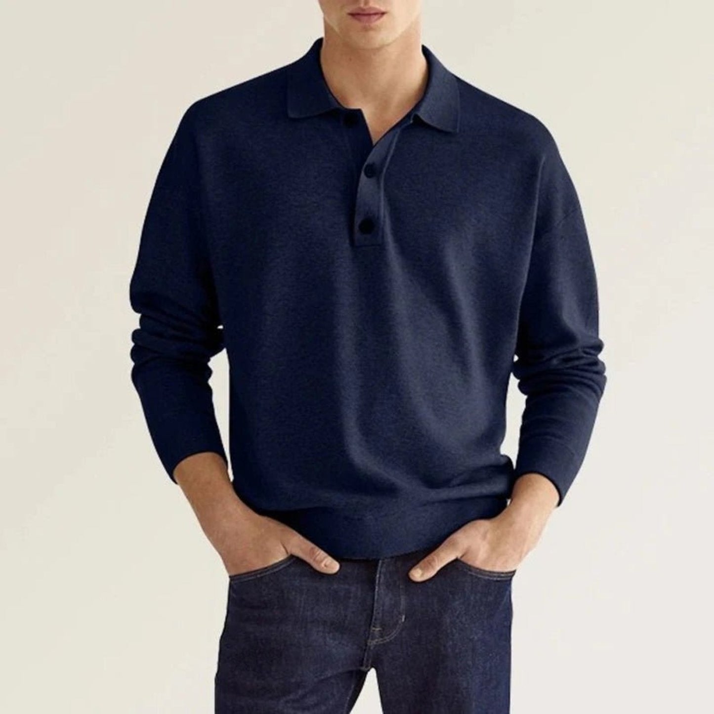 Cozy Long Sleeve Polo Shirt for Men