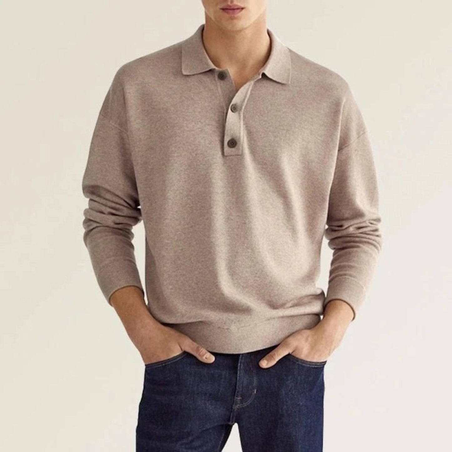Cozy Long Sleeve Polo Shirt for Men