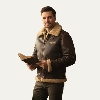 VogeLuxe | Men’s Heavy Duty Shearling Aviator Jacket