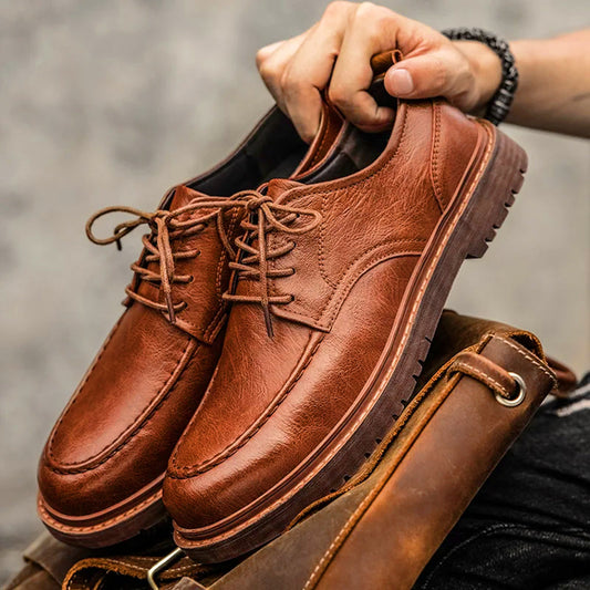 Classic Brown Leather Oxford Shoes - VogeLuxe