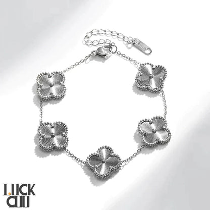 Delicate Floral Charm Bracelet 14K Gold Finish Stainless Steel