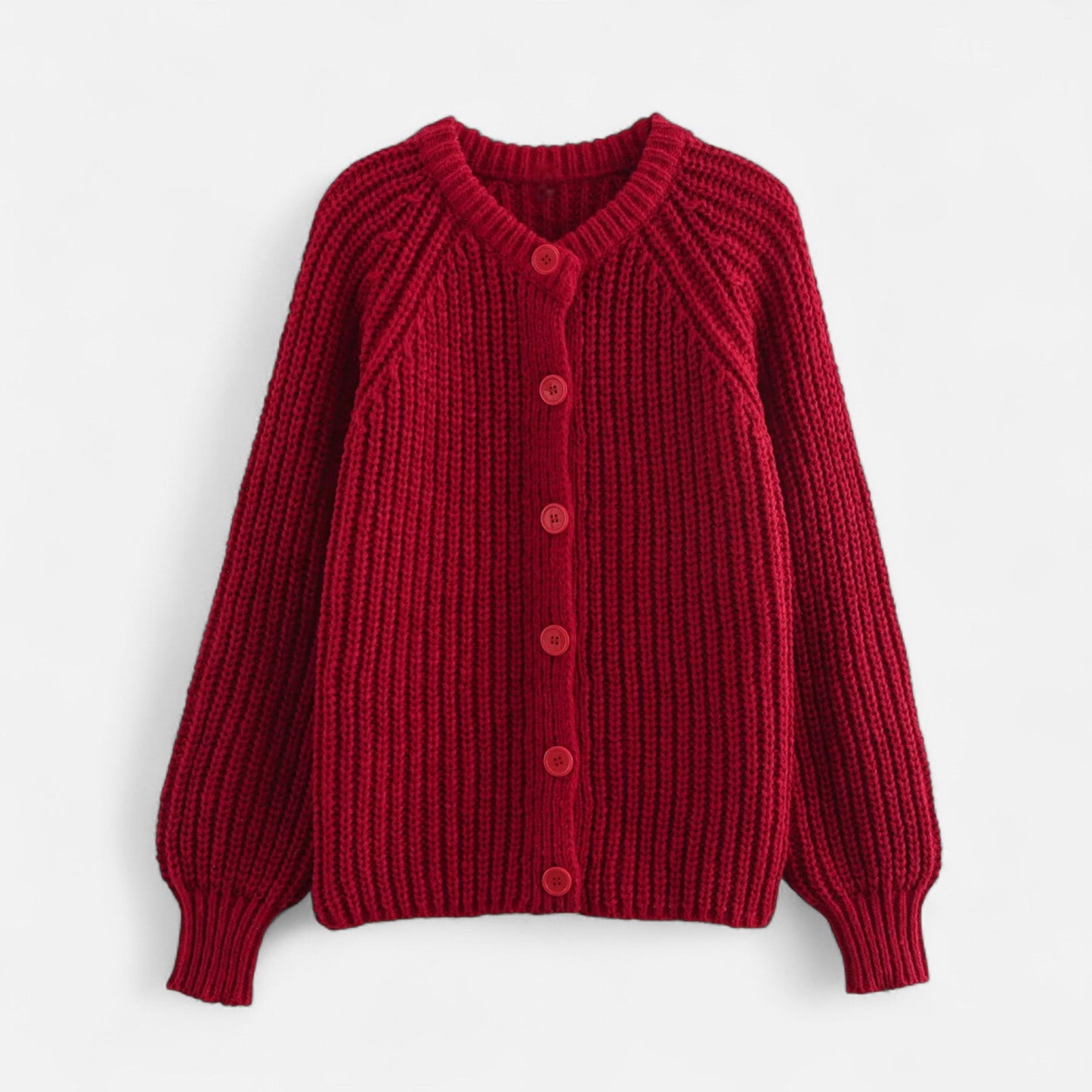 Cozy Womens Classic Crew Neck Knit Cardigan