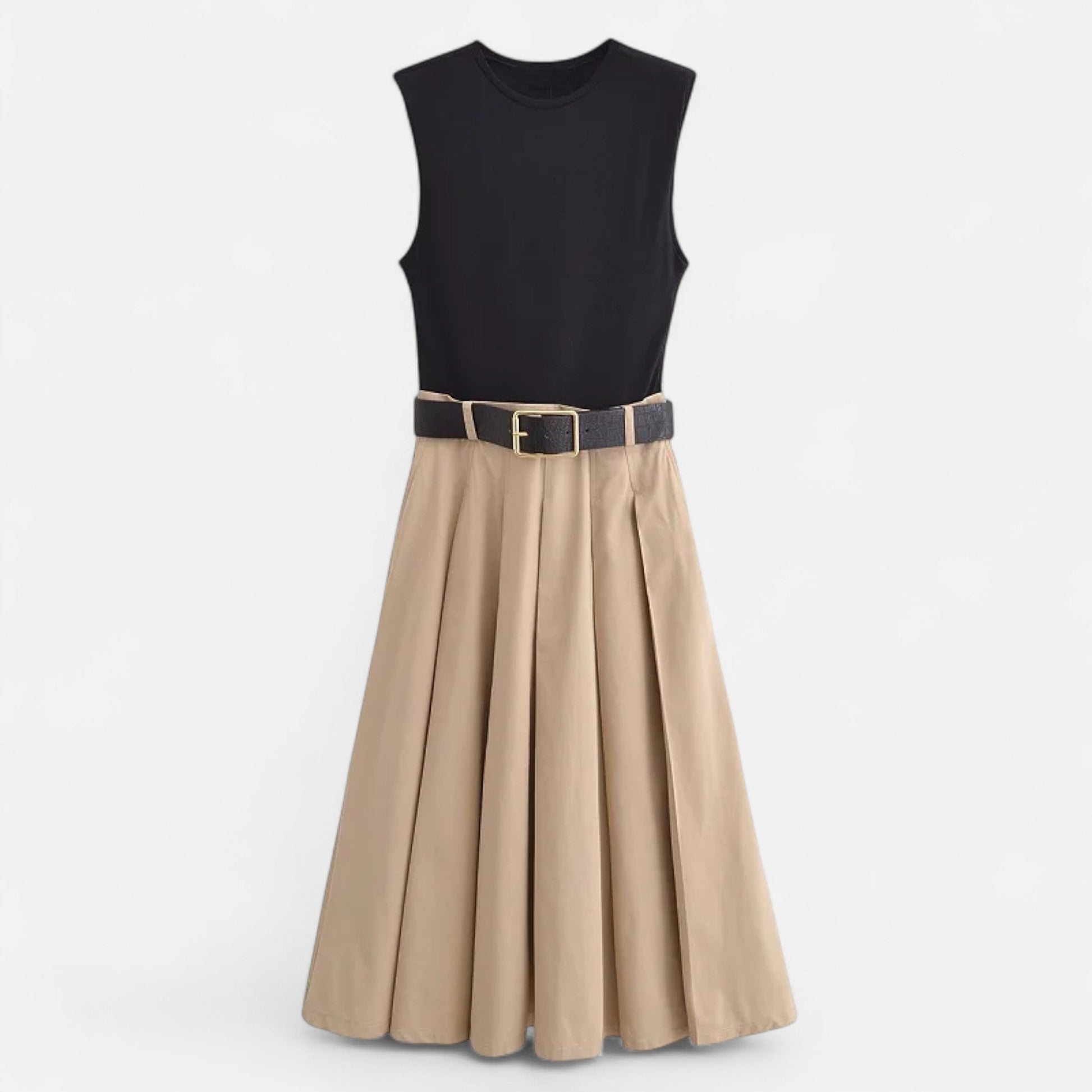 Elegant Knit Pleated Mid Length Dress - VogeLuxe