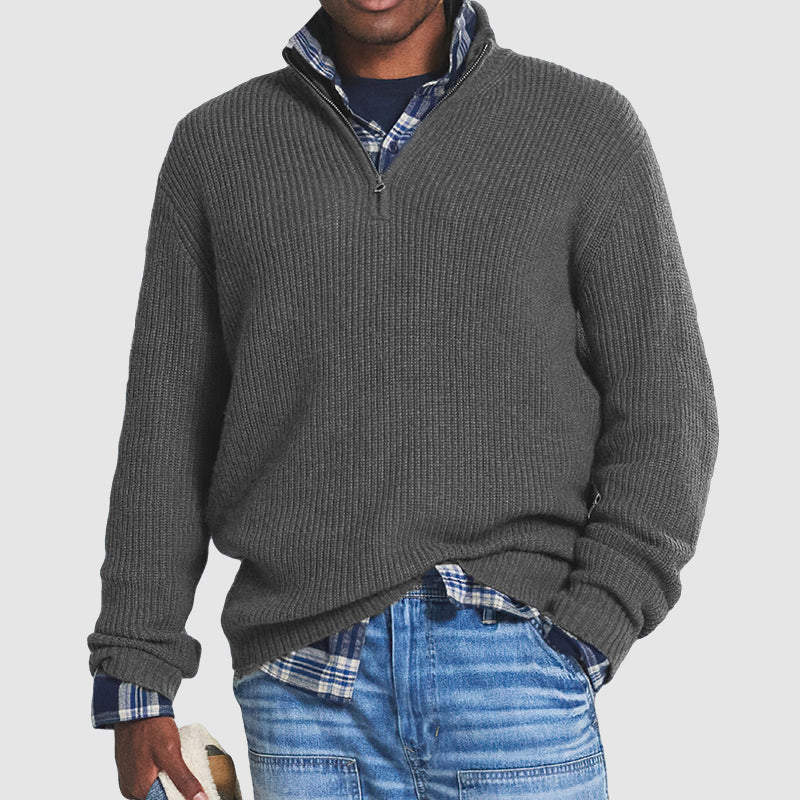 Cozy Mens Casual Quarter Zip Sweater - VogeLuxe