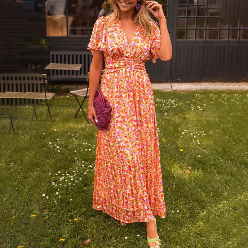Stylish V-Neck Dress for Ladies - VogeLuxe