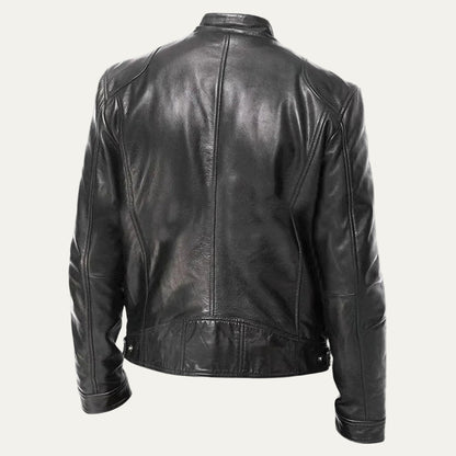 VogeLuxe | Men’s Minimalist Leather Cafe Racer Jacket